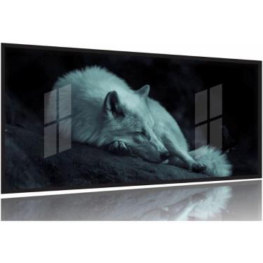 Imagem de Quadro Decorativo Lobo Deitado 130x60 Moldura Preta 2x2