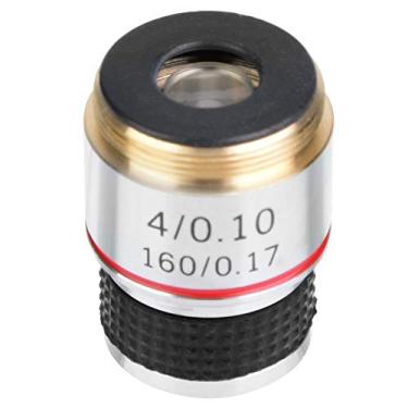 Imagem de Walfront Lente Objetiva Acromática 4X para Microscópio Biológico, Material de Alumínio e Vidro, 160/0,17, 30,5 mm