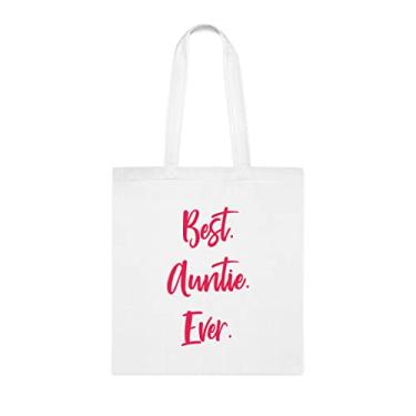 Imagem de Bolsa tote Best Auntie Ever para tia, presente para tia, para melhor tia, bolsa de ombro tia, bolsas reutilizáveis para tia, presente para tia da filha favorita, filho e crianças, Branco