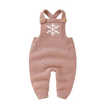 Imagem de Macaquinho de malha de algodão para bebês recém-nascidos sem mangas menino menina moletom de neve roupas para bebês meninas grandes (rosa, 0-3 meses)