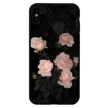 Imagem de Estojo estético floral de silicone preto para iPhone 13 11 12 Pro Max X XS XR 7 8 Plus SE2 estojo pintado de rosa, preto, para iPhone X