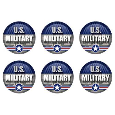 Imagem de Beistle 6 peças de pino militar dos EUA EUA com botão de pino para decoração patriótica de 4 de julho suprimentos e lembrancinhas para festa do dia da independência, 5 cm, azul/cinza/branco/vermelho