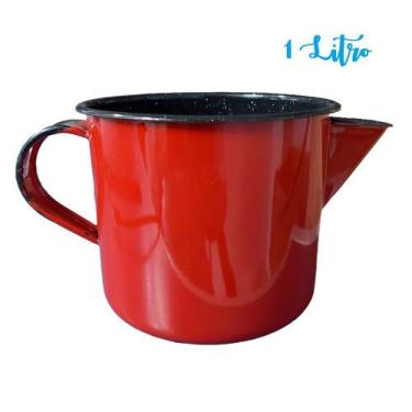 Imagem de Caneca Leiteira Esmaltada Ágata 12 1L C/ Bico Metallouça