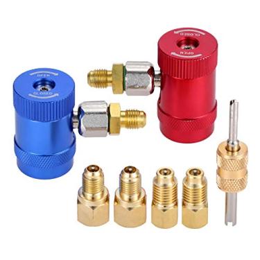 Imagem de gohantee Acopladores rápidos R1234yf, adaptadores de conector manual R1234yf lado alto e baixo, removedor de núcleo de vapor, compatível com mangueira de carregamento AC de encaixe de 0,6 cm para conjunto de manômetros de coletor de refrigerantes A/C