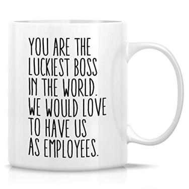 Imagem de Retreez Caneca engraçada - You Are The Luckiest Boss Canecas de café de cerâmica de 325 ml - Engraçado, sarcástico, motivacional, presentes de aniversário inspiradores para amigos, colegas de trabalho, gerente, chefe, irmãos, pai mãe