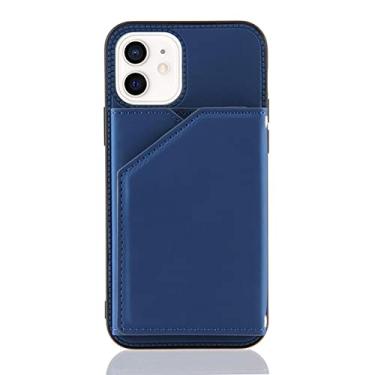 Imagem de Estojo de carteira de couro PU para Samsung Galaxy S22 Ultra S21 Plus S20 FE A12 A22 A32 A42 A52 A72 A20 A30 Bolsos de cartão traseiros Flip Cover, Azul, para Galaxy A12 (M12)