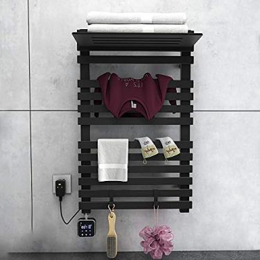 Imagem de Yajun Suporte de toalha de banheiro aquecido elétrico termostato design montado na parede economia de espaço suporte de toalha para barras de banheiro, preto-1, S