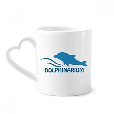 Imagem de Caneca com estampa de golfinho azul oceano natação café cerâmica copo de coração de vidro