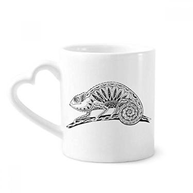 Imagem de Caneca de desenho de retrato de animal lagarto de cauda longa caneca café cerâmica copo de coração de vidro