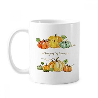 Imagem de Caneca com estampa de abóbora de desenho animado Dia de Ação de Graças cerâmica xícara de porcelana de café louça