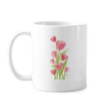 Imagem de Caneca com ilustração de flor de tulipa cerâmica xícara de porcelana de café louça