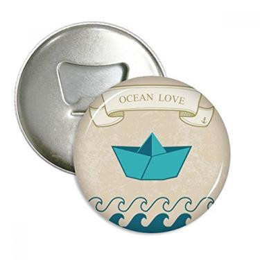 Imagem de Barco dobrável de papel oceano amor mar vela abridor de garrafas ímã de geladeira emblema multifuncional