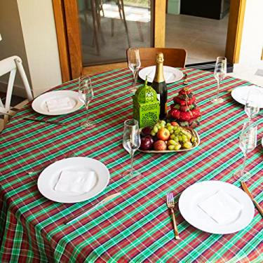 Imagem de Toalha de Mesa de Natal Xadrez Verde e Vermelha. Linda Toalha de Natal Tecido Nobre, Encorpado e de Fácil Manutenção. (Redonda 6 lugares (1,80m diâmetro))