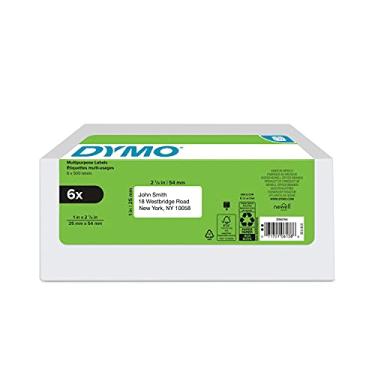 Imagem de DYMO Etiquetas multifuncionais LW autênticas para impressoras LabelWriter, brancas, 2,5 cm x 2-1/20.3 cm, 6 rolos de 500 (3000 no total)