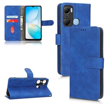 Imagem de Capas de telefone Business Skin Feel compatíveis com Infinix Hot 12i 12 Pro capa de couro slots para cartão clipe carteira capa de telefone à prova de choque (azul, Infinix Hot 12 Pro)