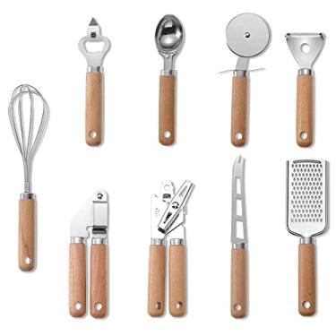 Imagem de FUYTERY 9 pcs Utensílios de Cozinha Set Combinação de Aço Inoxidável Cake Wheel Can Opener Cheese Grinder Tool Set