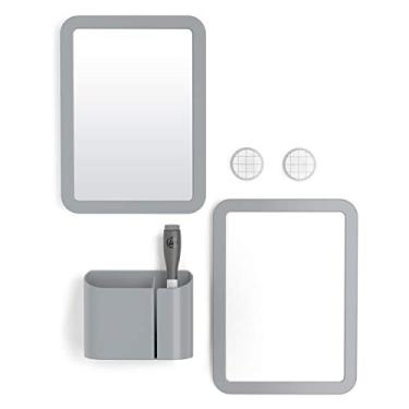 Imagem de U Brands Kit de acessórios de armário, artigos essenciais de volta às aulas, cinza, 6 peças, inclui quadro branco, espelho e artigos de organização