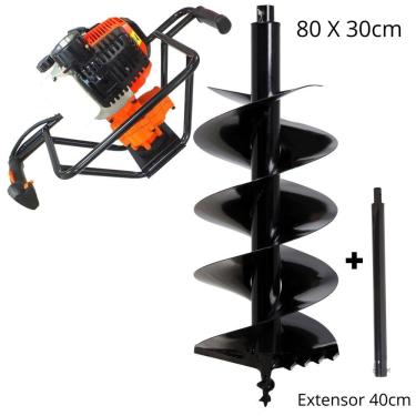Imagem de Perfurador de Solo Vulcan Trent VPS520 2T 52cc 2,5hp Ideal Para a Silvicultura Com Broca 80x30cm Lâmina de Vídia e Duplo Espiral + Extensor de 40cm
