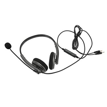 Imagem de Aqur2020 Fone de ouvido para telefone de computador, faixa ajustável multifuncional, leve, fone de ouvido para call center para cursos on-line (duplo 3,5 mm)