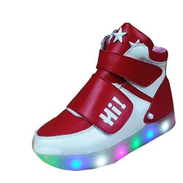 Imagem de Tênis infantil de LED de fibra óptica – Tênis leve com iluminação luminosa para festivais, festa de Natal, tênis leve e moderno para meninos e meninas, Vermelho, 10.5 Little Kid