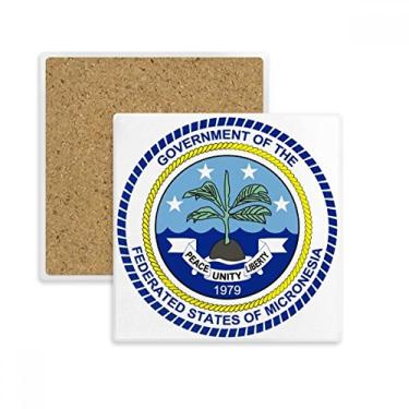 Imagem de Micronesia National Emblema Quadrado Porta-copos Porta-copos Caneca Subplaca Suporte de Pedra de Isolamento