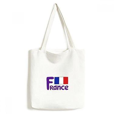Imagem de Bolsa de lona com estampa azul da bandeira nacional da França, bolsa de compras casual