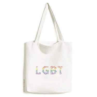 Imagem de Lgbt Rainbow Wordcloud Art Deco Gift Fashion Tote Bolsa sacola de compras casual bolsa de mão