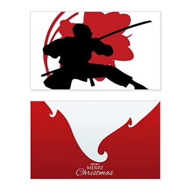 Imagem de Japan Samurai Sakura Outline Asia Holiday Merry Christmas Cartões de parabéns Mensagem de Natal