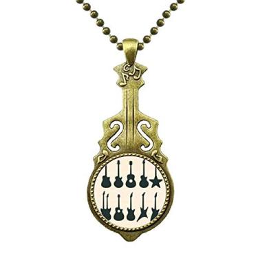 Imagem de DIYthinker Colar com sons de vitalidade para guitarra elétrica, joia antiga com pingente de música