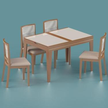 Imagem de Conjunto De Sala De Jantar Com Mesa Extensível 4 Cadeiras 120cm Madri