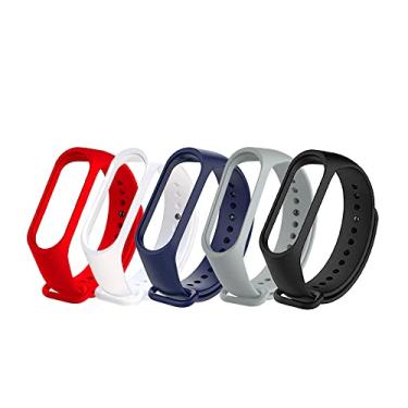 Imagem de Rapidotzz Kit 5 Pulseiras extras para MI BAND 4 - New Version (Vermelha+Cinza+Branca+Preta+Azul)