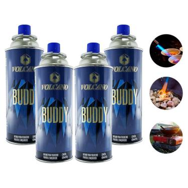 Imagem de Kit 4x Refil Lata Gás Butano Uso Culinário Camping Fogareiro, Maçarico, Lampião, Cartucho 227G