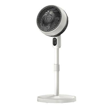 Imagem de Ventilador de piso elétrico oscilante com pedestal, circulador de ar com controle remoto inteligente para casa, altura ajustável, dormitório, refrigerador silencioso com 3 velocidades, branco, 90 cm