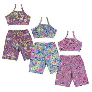 Imagem de kit 3 Conjunto feminino infantil Shorts e Top com Alça para Verão Estampas Sortidas (SORTIDOS, 2)