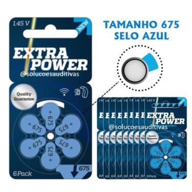 Imagem de Pilha Auditiva 675 Com 60 Unidades - Extra Power (Selo Azul)