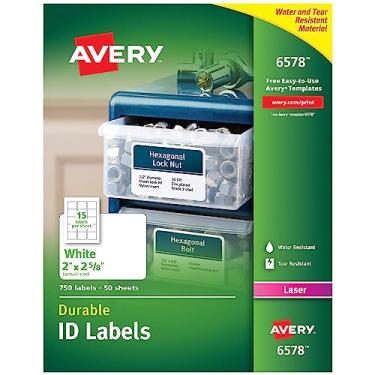 Imagem de Avery Etiquetas de identificação brancas duráveis para impressoras a laser, 5 x 6,7 cm, pacote com 750 (6578)