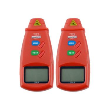 Imagem de Kit 2 Tacômetro Digital Óptico Mira Laser Faixa 2,5 A 99999 Rpm Velocidade Td-812 Portátil Instrutherm Com Estojo