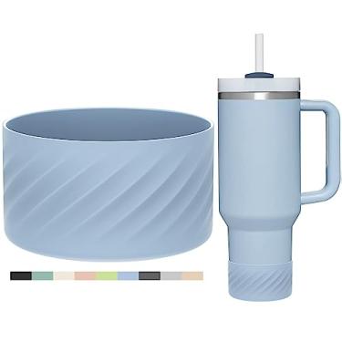 Imagem de Affute Bota protetora de silicone para Stanley Quencher H2.0 1,134 g e IceFlow Flip 567 g 850 g e hydroflask 340.2-680.4 g, tampa de manga inferior de garrafa antiderrapante (cambraia)