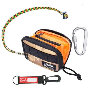 Imagem de Carteira Rough Enough para homens, adolescentes e meninos, com porta-cartões, zíper, bolsa de moedas, cordão de pescoço, clipe de chaveiro, cáqui, camuflado, cordura, Camuflagem cáqui nº 1, 5*3.5*1