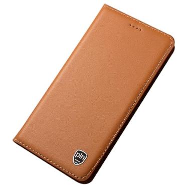 Imagem de POYUFRG Capa carteira para Huawei Pura 70 Ultra/70 Pro/70 Por+/70, capa flip retrô de couro real feita à mão com compartimentos para cartões, bege, 70