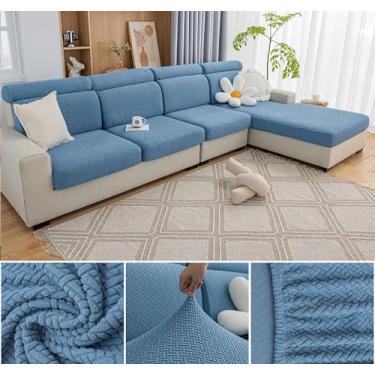 Imagem de Sofá De Estiramento Slipcover Sofá Capa Protetor De Móveis Sofá Macio Com Fundo Elástico Para Crianças, Poliéster Spandex Jacquard Tecido (A,Azul08)
