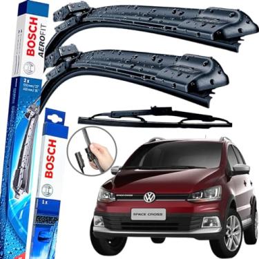 Imagem de Palheta Limpador Parabrisa Bosch Aerofit Par de Palheta Limpadora Dianteiro + Traseiro Vw spacecross 2013 à 2017