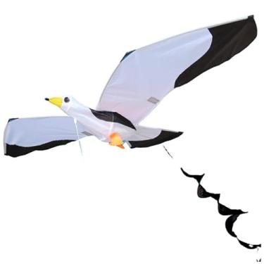 Imagem de 3D Sea Mew Kite Flyer Kite Flyer Kite com placa de macarrão de 100 m e cauda flutuante em espiral, crianças, adultos, praia, viagem, parque, família, jogos ao ar livre, atividades