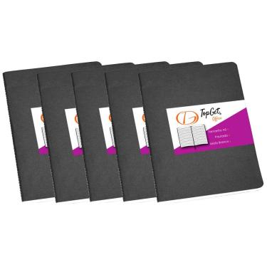 Imagem de Kit 5x Caderneta 14x21cm A5 40 Folhas Pautadas Tupi TopGet