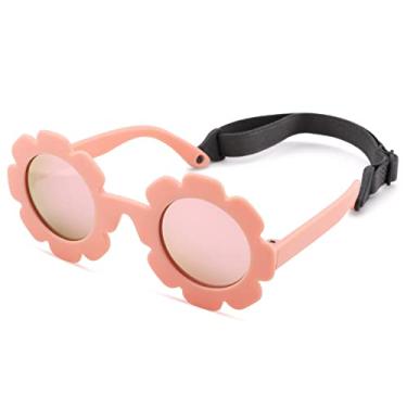 Imagem de Hycredi Óculos de sol polarizados flexíveis e dobráveis para bebês com alça para recém-nascidos, meninas de 0 a 24 meses, C2* Espelhado rosa fosco/rosa, Small