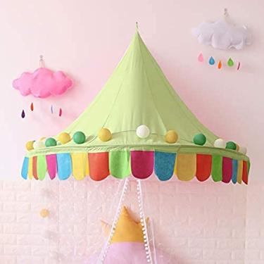 Imagem de Dossel da cama para crianças, barraca do jogo das crianças castelo pendurado rede redonda do berço da argola para a decoração do quarto, bebês & crianças diâmetro, 4