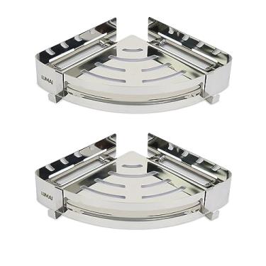 Imagem de Kit 2 - Suporte Porta Shampoo Sabonete Inox Acessório Banheiro Cozinha Recipiente Xampu (Prata de Canto)