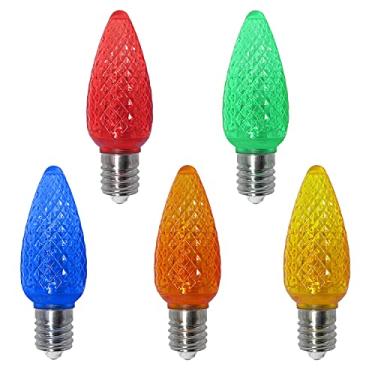 Imagem de Minleon Caixa com 25 lâmpadas de substituição de LED C9 listadas pela UL, 3 LEDs SMD em cada lâmpada C9 regulável para luzes de corda externas, totalmente à prova d'água e resistente a quebras