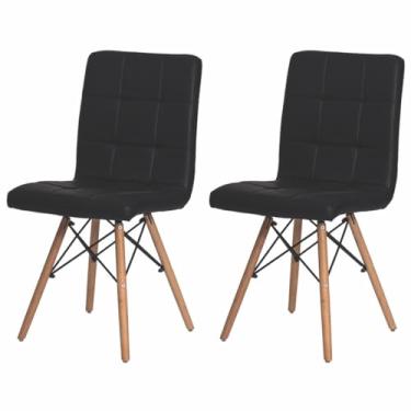 Imagem de Conjunto Kit 02 Cadeiras Estofada Para Cozinha Mesa de Jantar Madeira Gomos Confortável