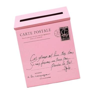 Imagem de IEUDNS Caixa de correio montada na parede, suporte de jornal, caixa de sugestão, moderna, suspensão de parede, caixa de correio para decoração de portão de, ROSA